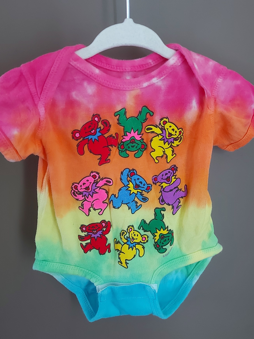 Tie-Dye Grateful Dead Dancing Bears Baby One-Piece Romper - Multicolor
